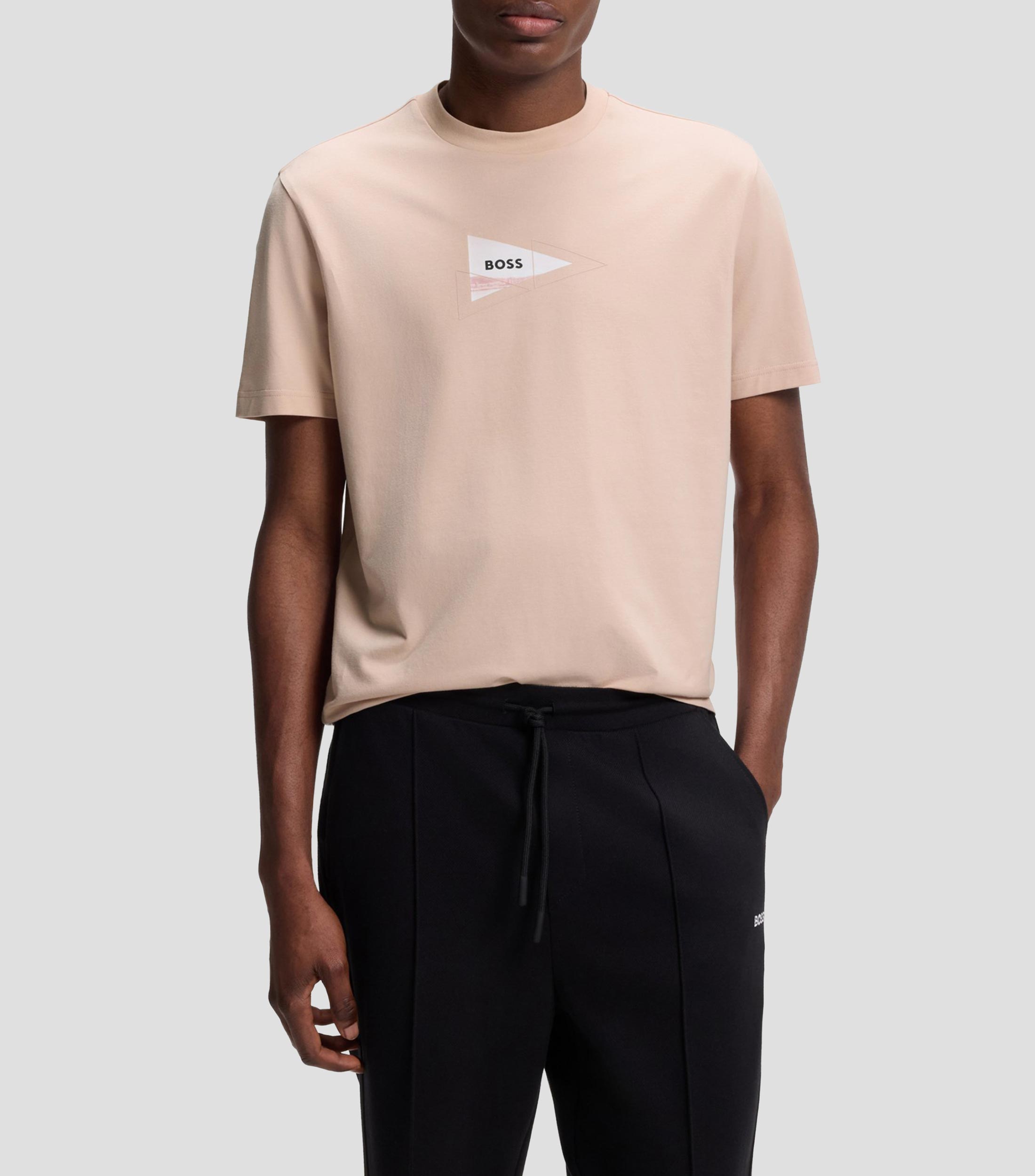 Playera regular en algodón elástico con estampado fotográfico Hombre
